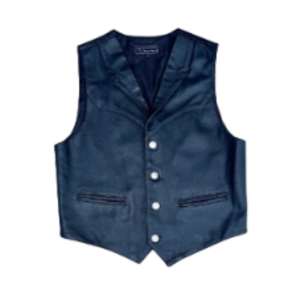 Roper Black Leather Vest Men's Large